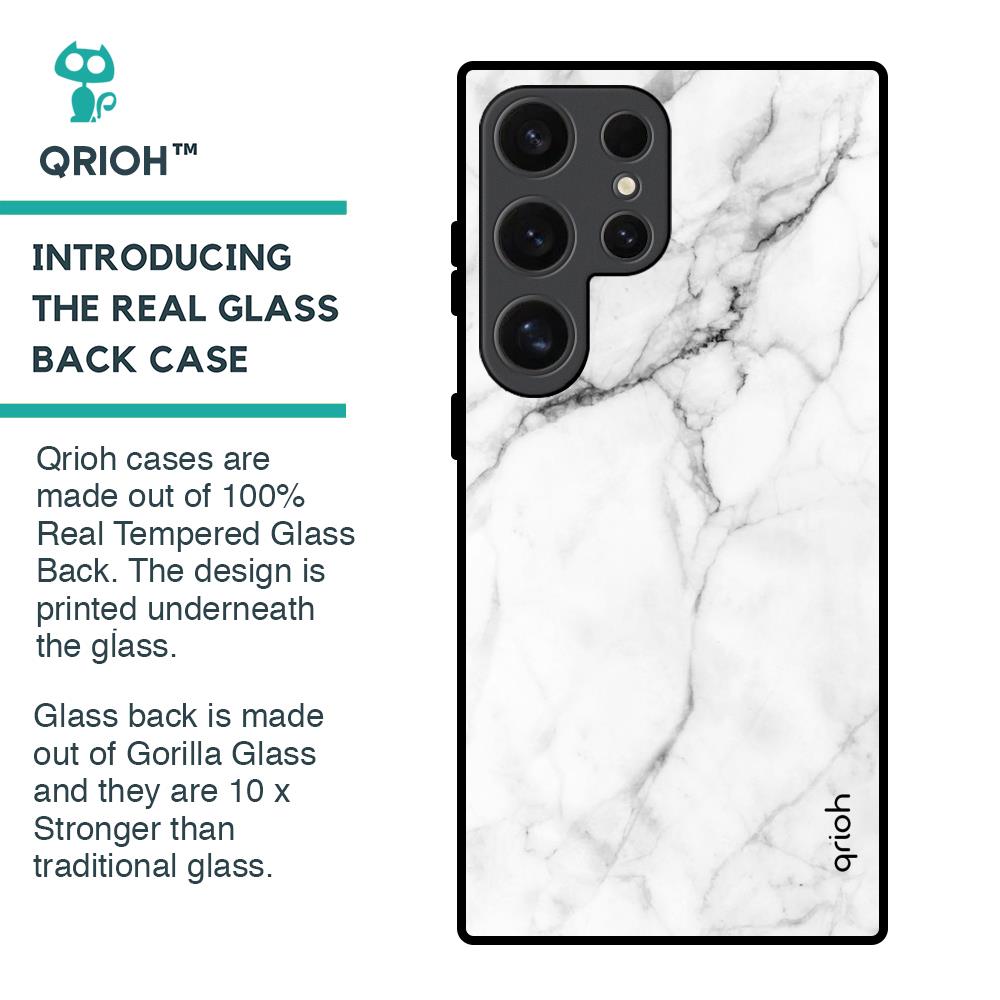 Modern White Marble Glass Case for Samsung Galaxy S24 Ultra 5G
