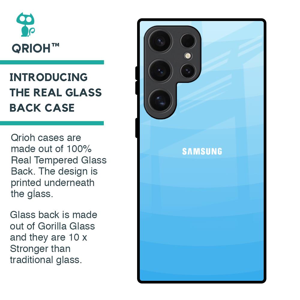 Wavy Blue Pattern Glass Case for Samsung Galaxy S24 Ultra 5G