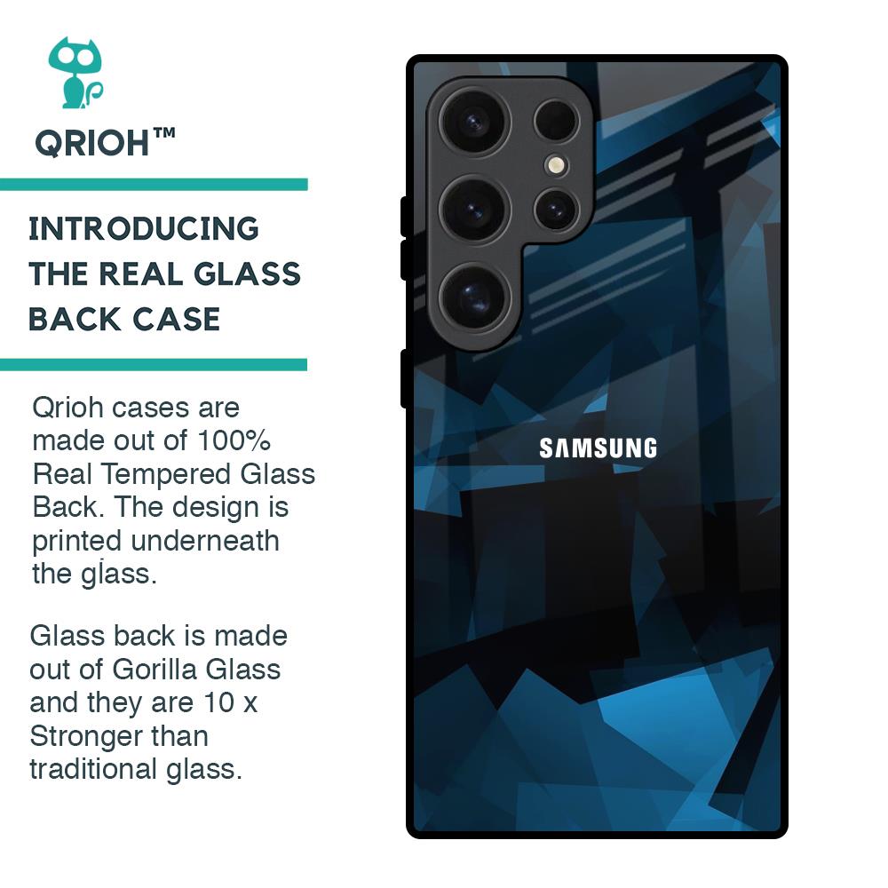 Polygonal Blue Box Glass Case For Samsung Galaxy S24 Ultra 5G