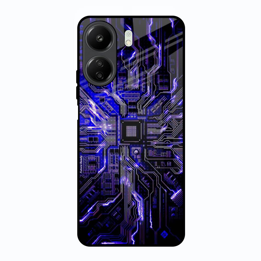 Techno Color Pattern Redmi 13C Glass Back Cover Online