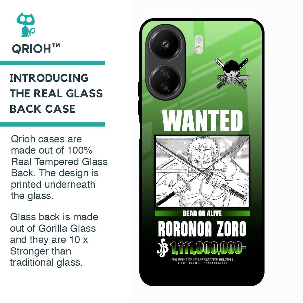 Zoro Wanted Glass Case for Redmi 13C