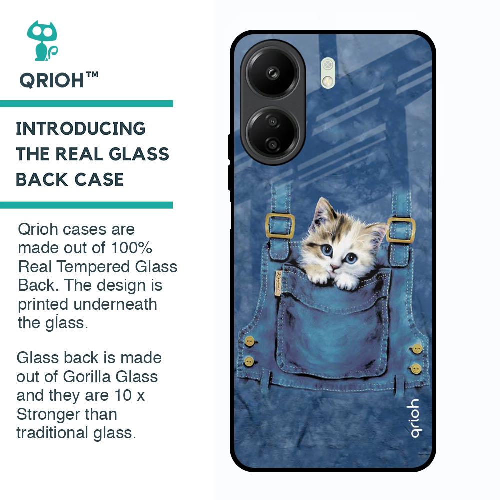 Kitty In Pocket Glass Case For Redmi 13C