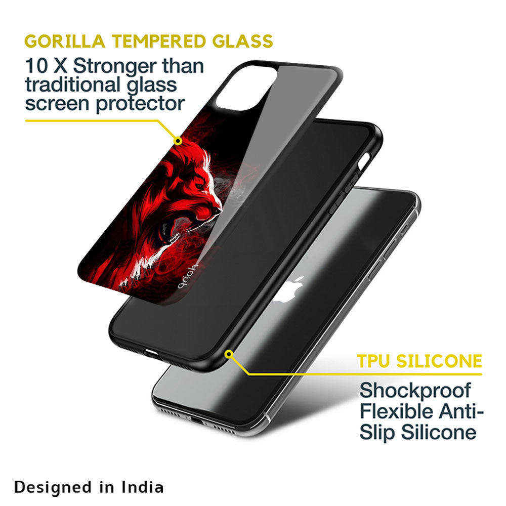 Red Angry Lion Glass Case for Apple iPhone XS Max