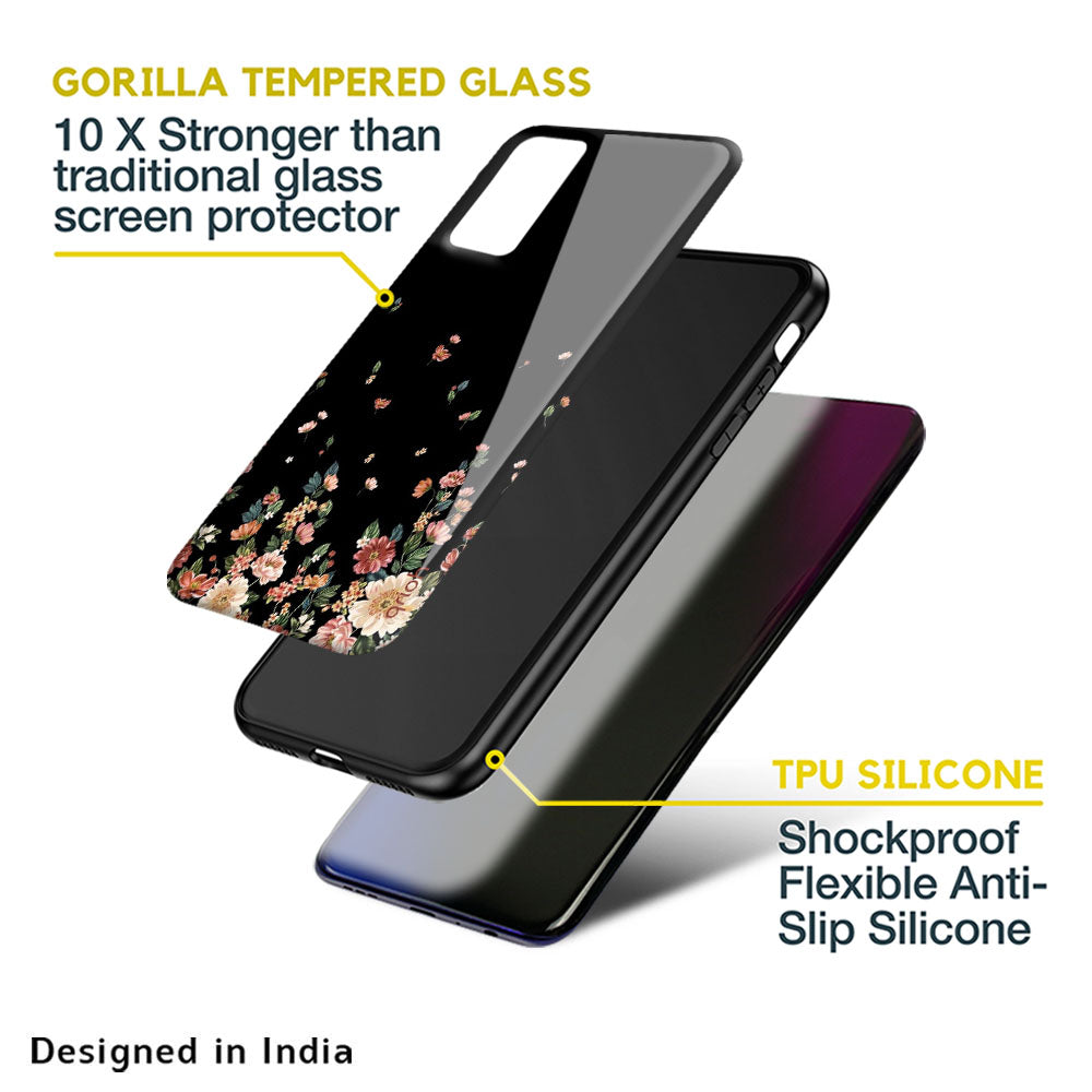 Floating Floral Print Glass Case for Oppo Reno8 5G