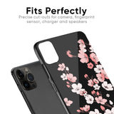 Black Cherry Blossom Glass Case for Apple iPhone 13 Mini