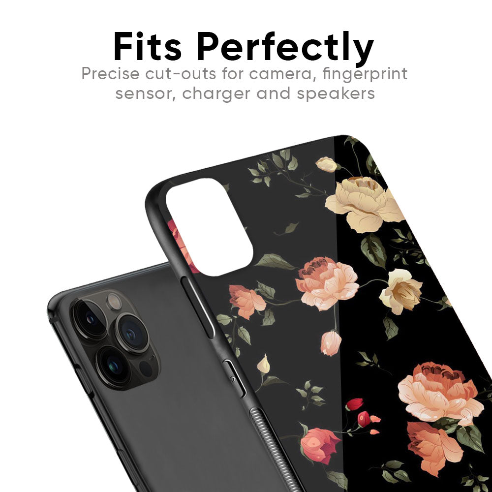Black Spring Floral Glass Case for Apple iPhone XS Max