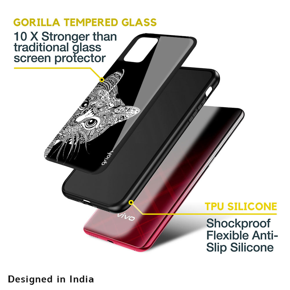 Kitten Mandala Glass Case for Vivo V15 Pro