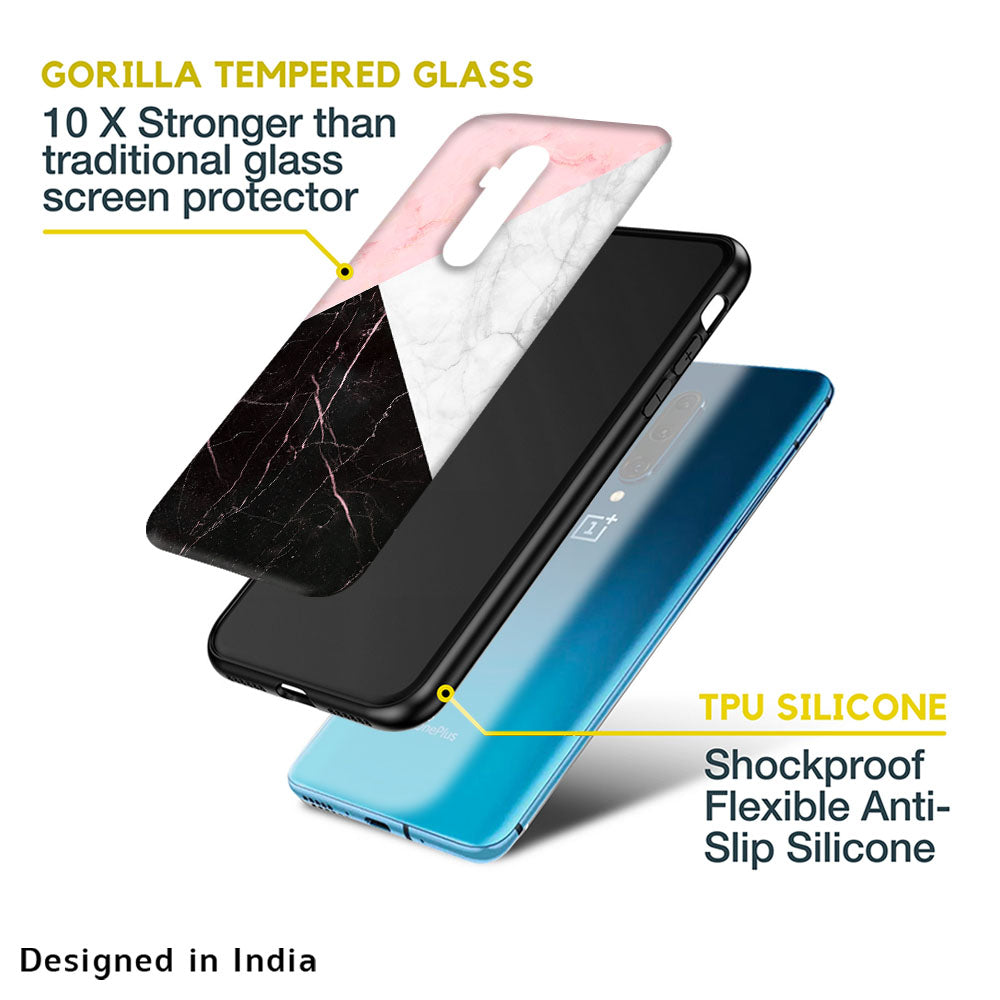 Marble Collage Art Glass Case For OnePlus 10T 5G