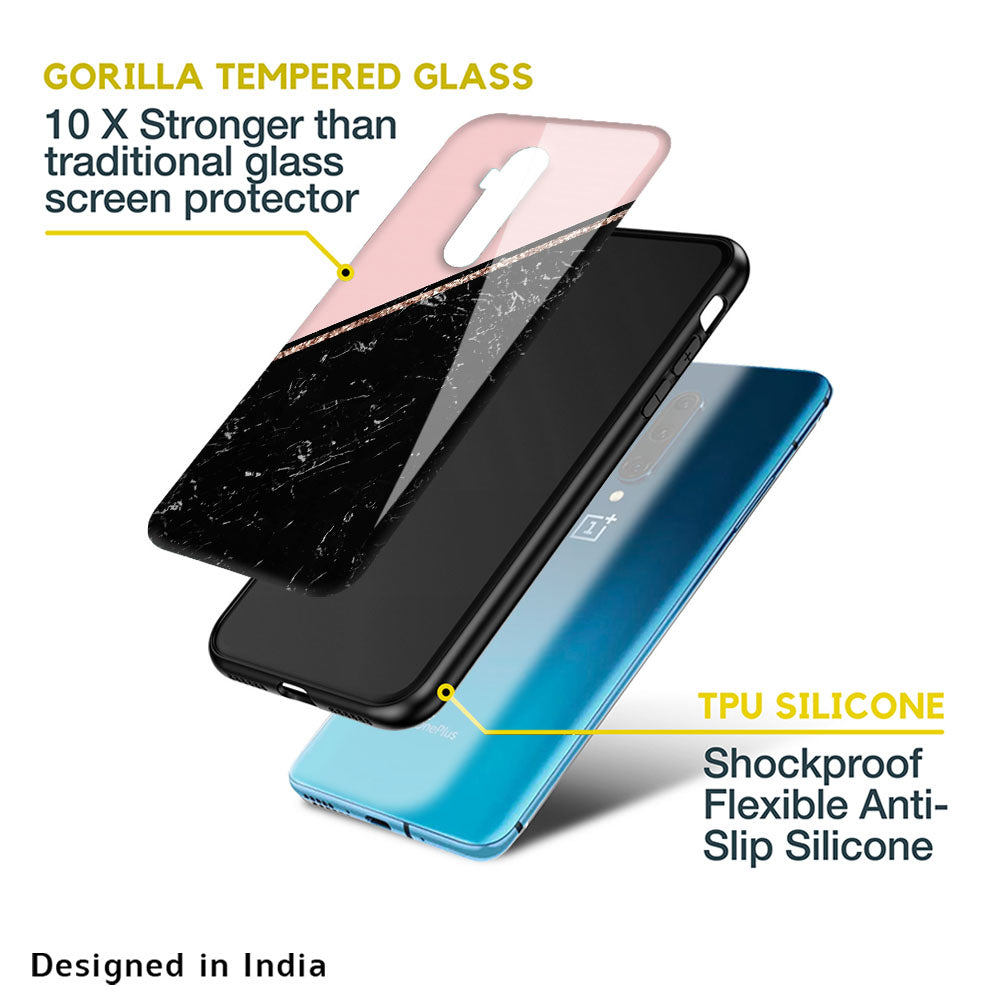 Marble Texture Pink Glass Case For OnePlus 9RT