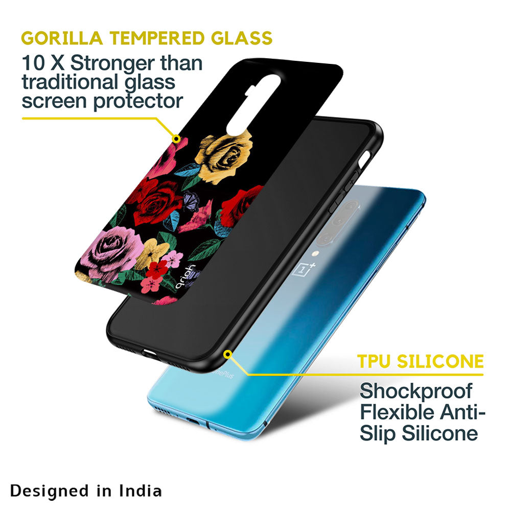 Floral Decorative Glass Case For OnePlus 10T 5G