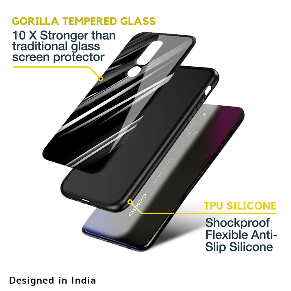 Black & Grey Gradient Glass Case For Oppo Reno4 Pro