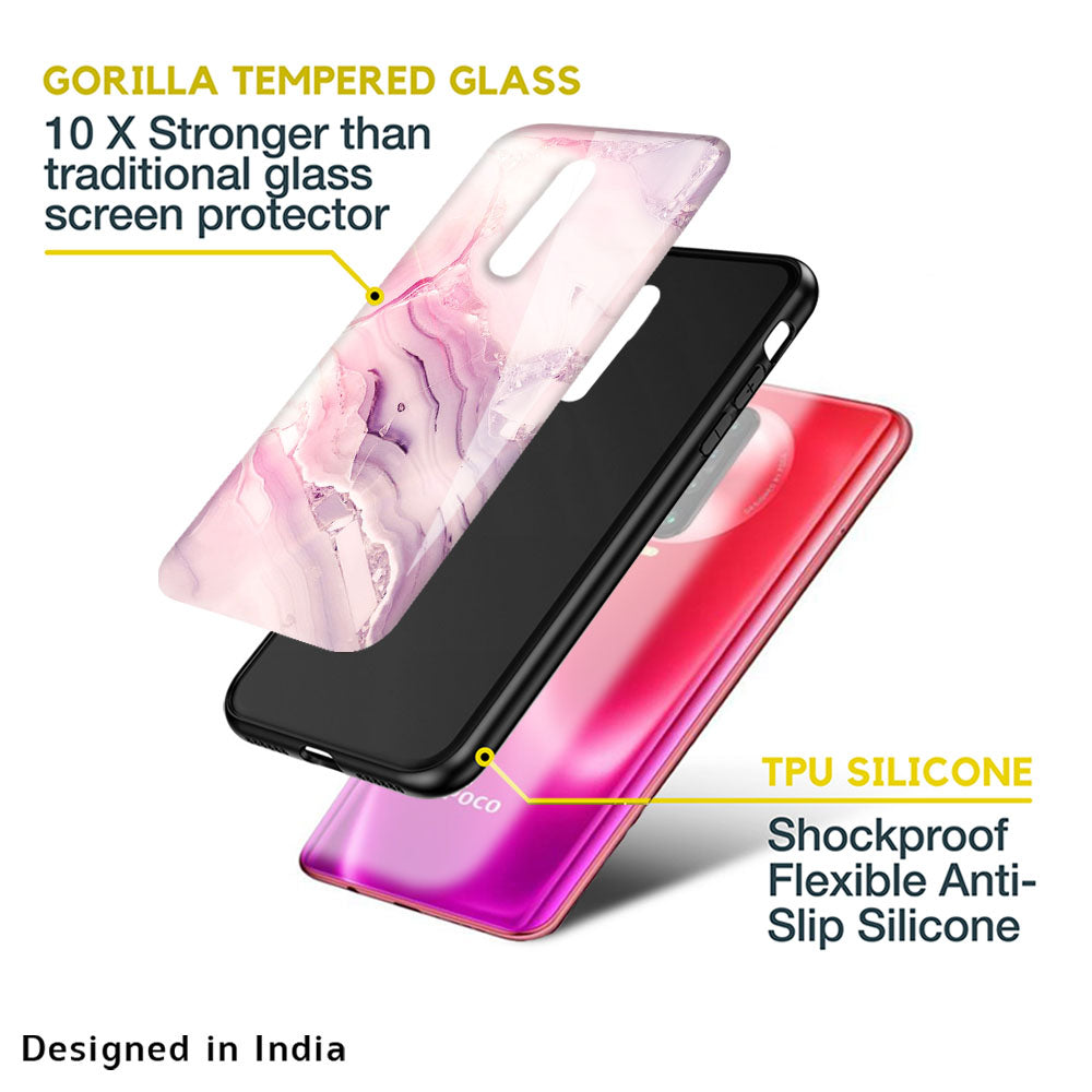 Diamond Pink Gradient Glass Case For Poco M5