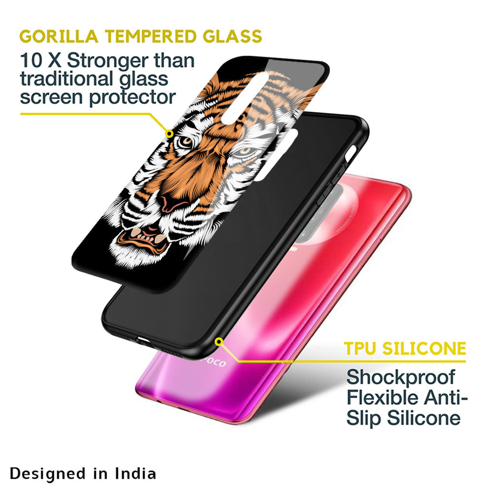 Angry Tiger Glass Case For Poco M5