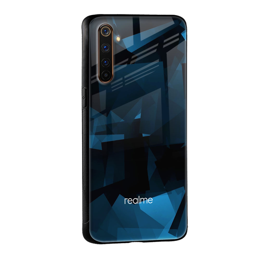 Polygonal Blue Box Glass Case For Realme 10 Pro Plus 5G