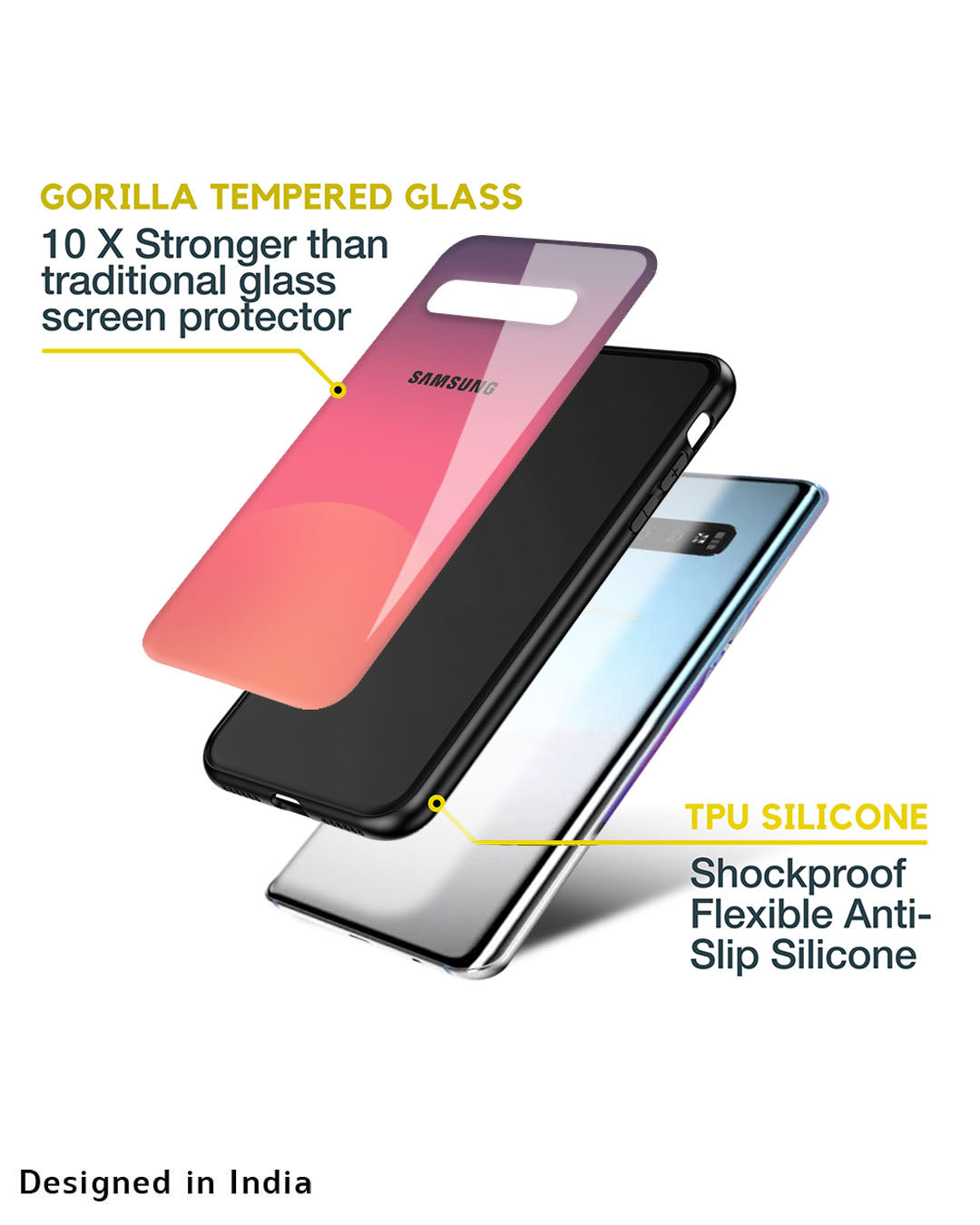 Sunset Orange Glass Case for Samsung Galaxy M12