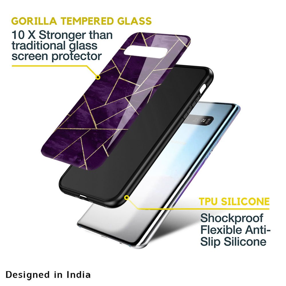 Geometric Purple Glass Case For Samsung Galaxy M13