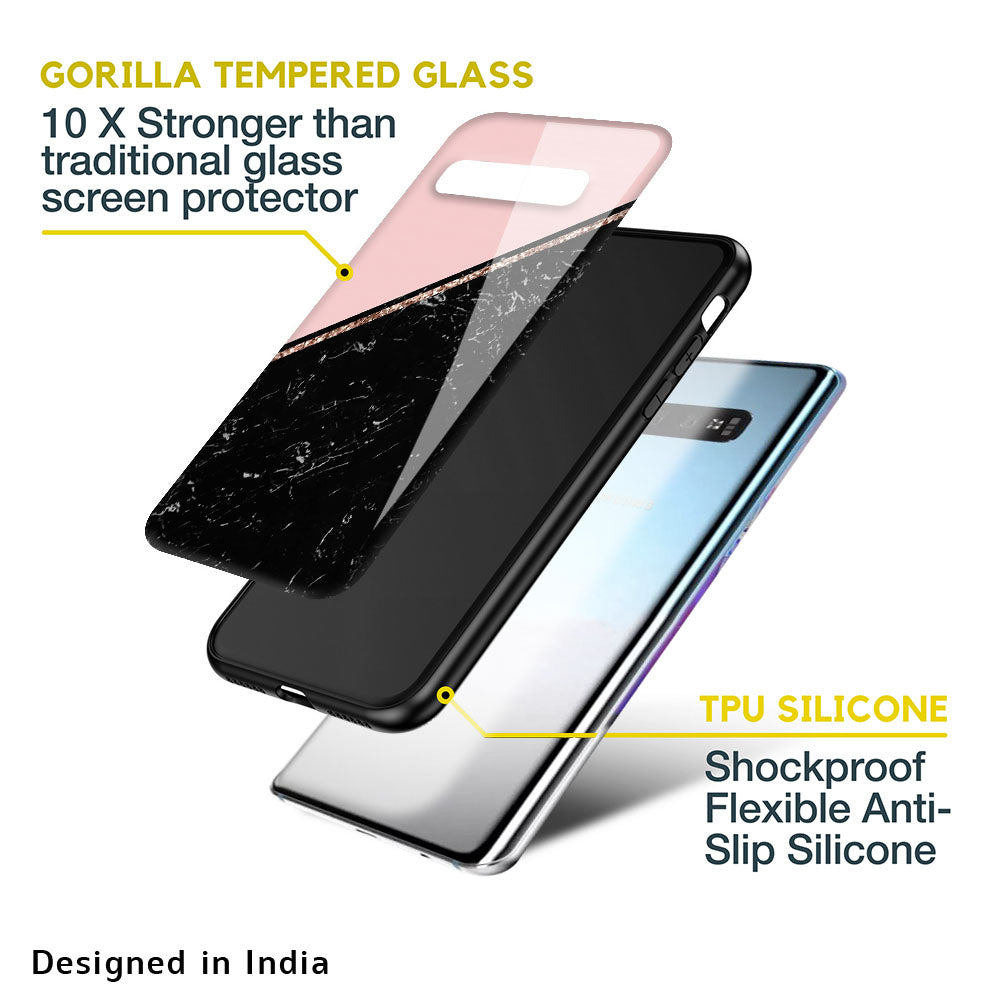 Marble Texture Pink Glass Case For Samsung Galaxy F41