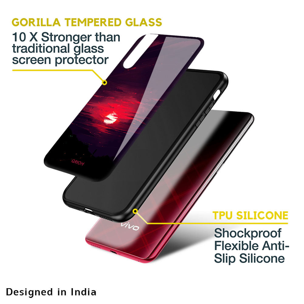 Morning Red Sky Glass Case For Vivo T1 5G