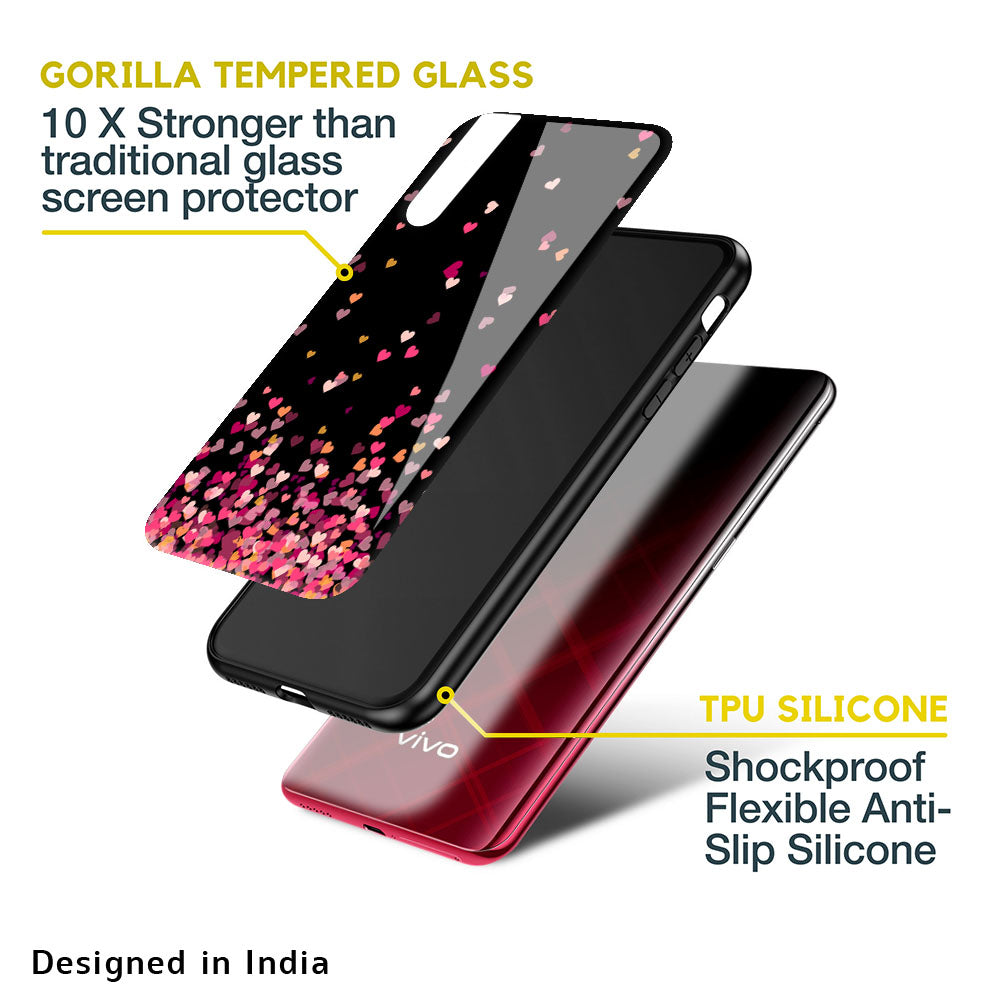 Heart Rain Fall Glass Case For Vivo V15 Pro