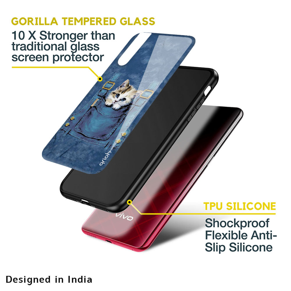 Kitty In Pocket Glass Case For Vivo Y16