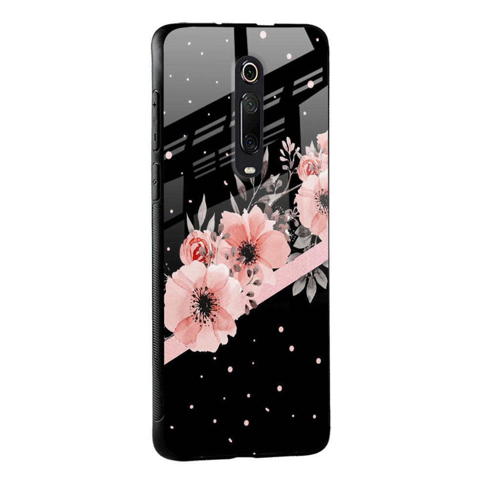 Floral Black Band Glass Case For Redmi A1