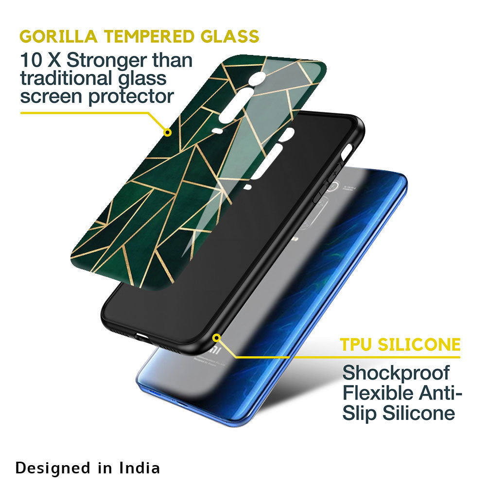 Abstract Green Glass Case For Mi Redmi Note 10