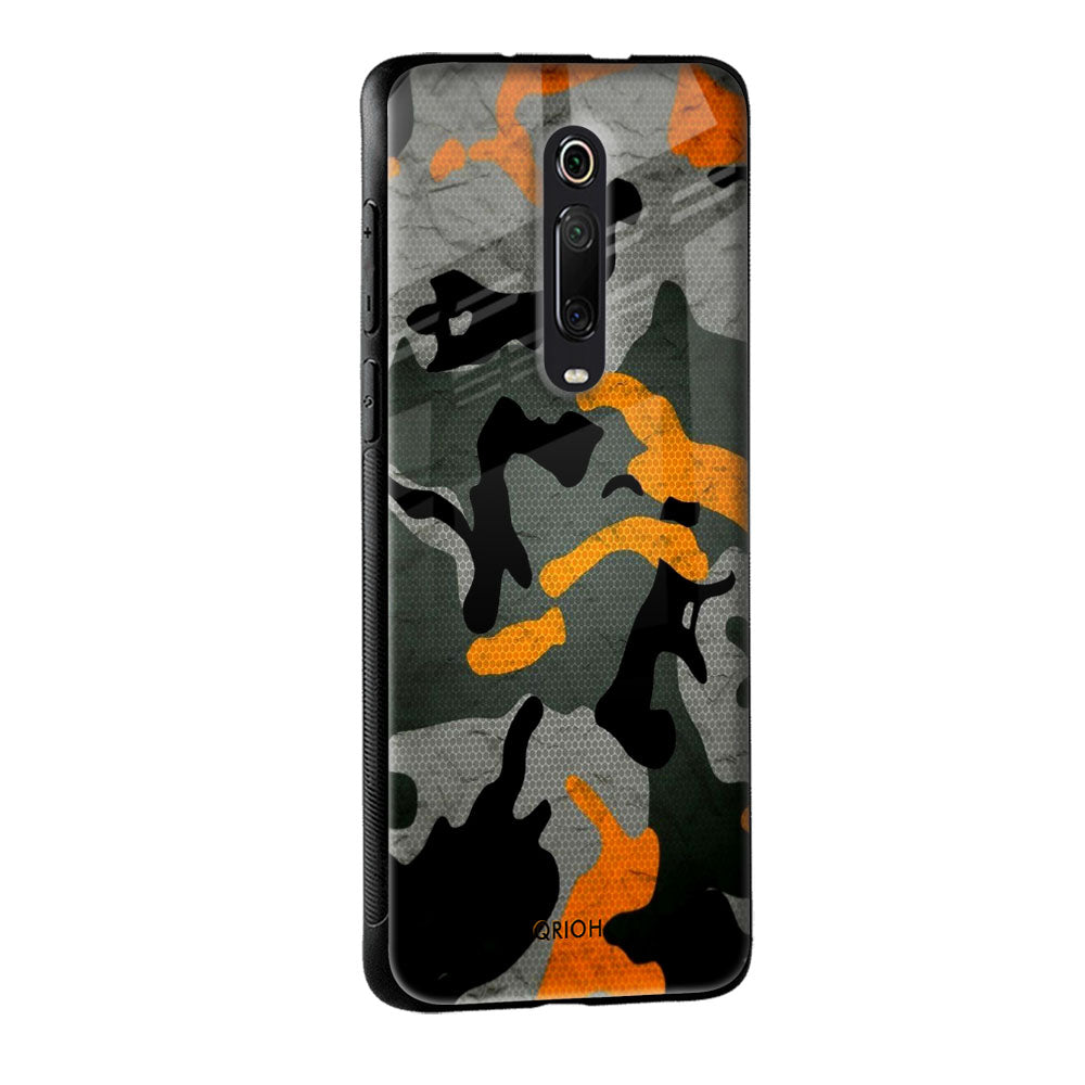 Camouflage Orange Glass Case For Redmi Note 10 Pro Max