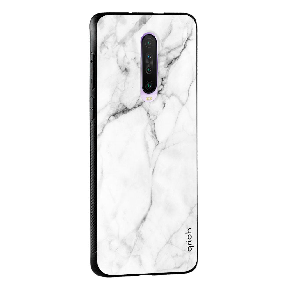 Modern White Marble Glass case for Poco M5