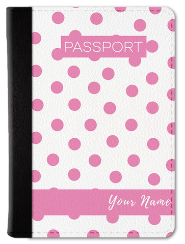 Polka Dots Pink Custom Passport Wallet