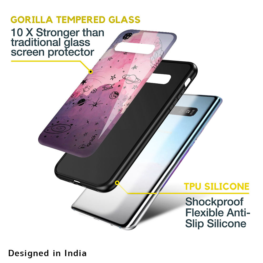 Space Doodles Glass Case for Samsung Galaxy S10 Plus