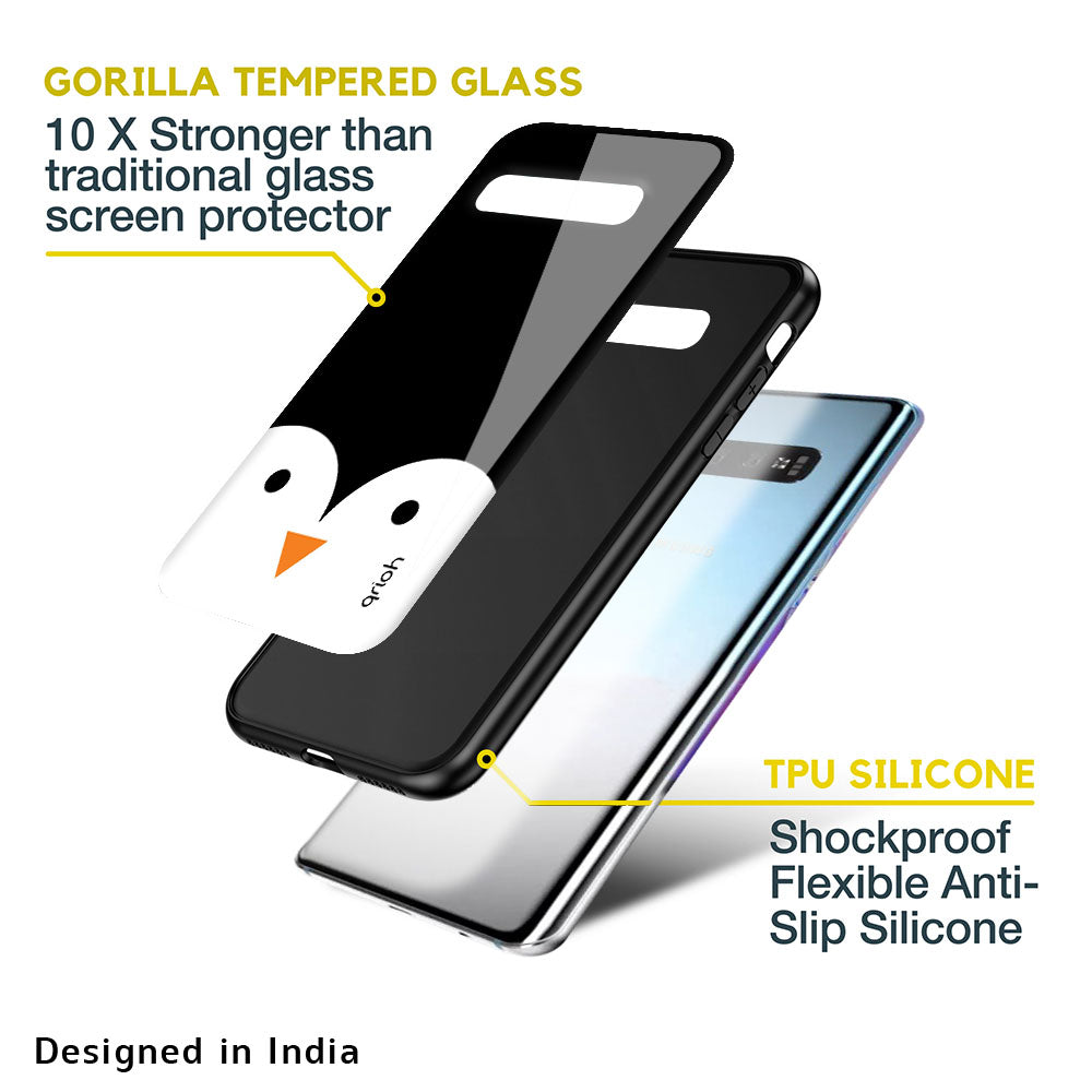 Cute Penguin Glass Case for Samsung Galaxy F41