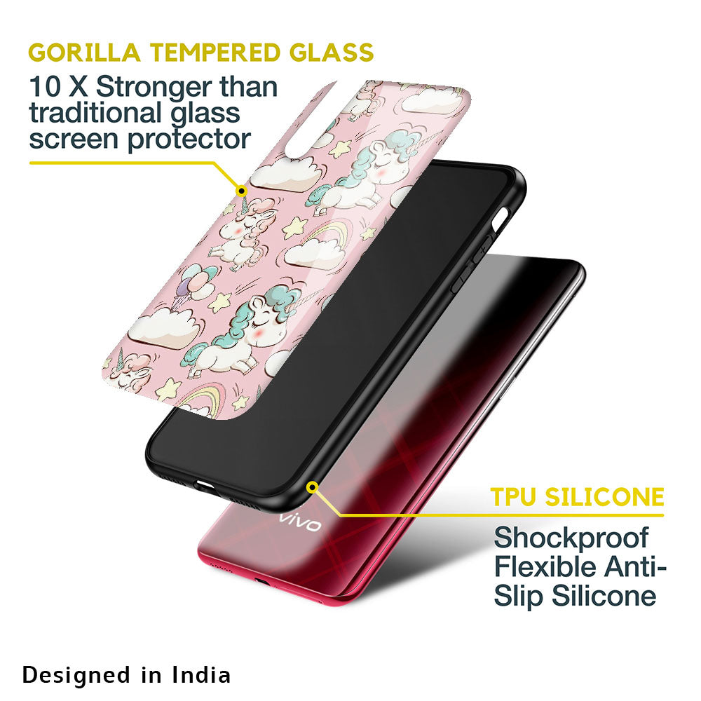 Balloon Unicorn Glass case for Vivo X50 Pro