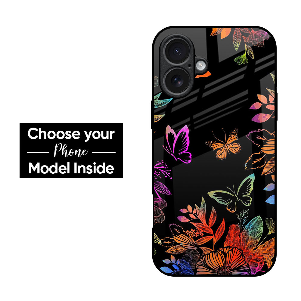 Rainbow Butterfly Metallic Glass Case