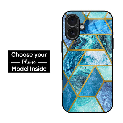 Turquoise Geometrical Marble Glass Case