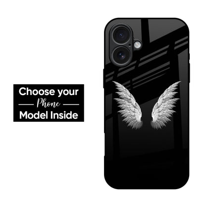 White Angel Wings Glass Case