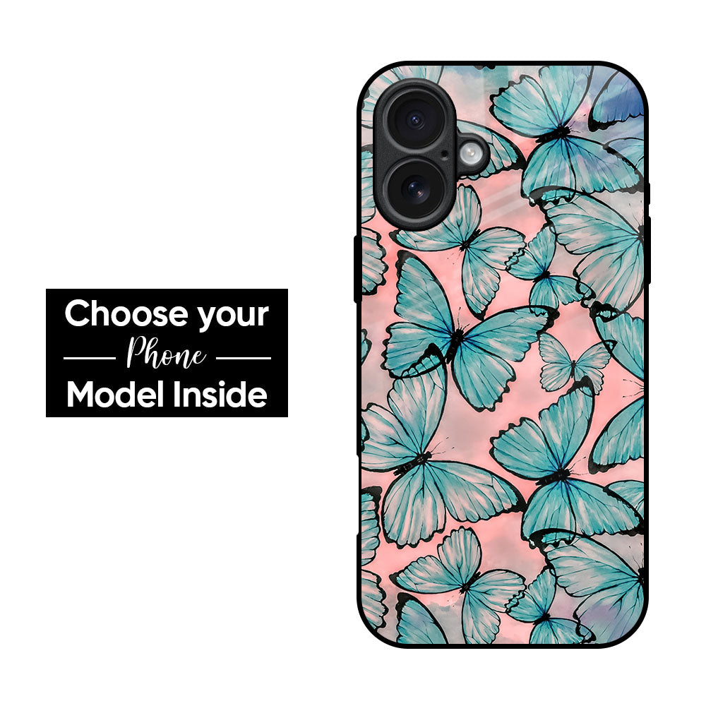 Serene Butterflies Glass Case