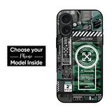 Green Camo Circuit Glass Case