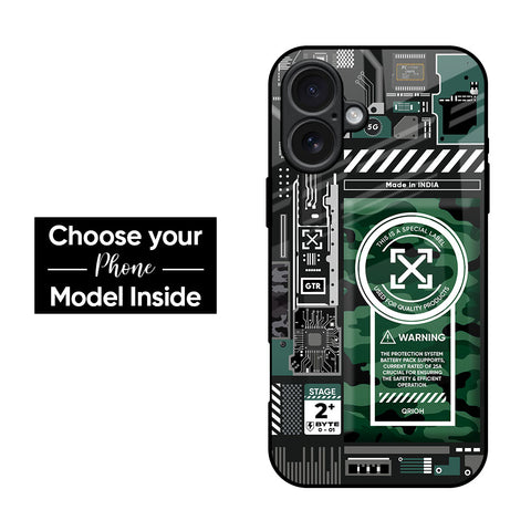 Green Camo Circuit Glass Case