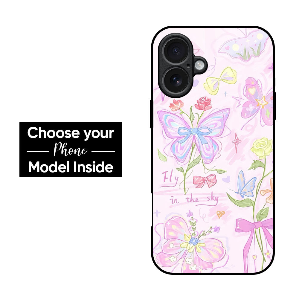 Butterfly Canvas Glass Case