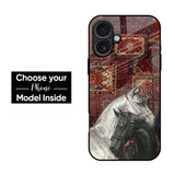 White And Black Horses Glass Case