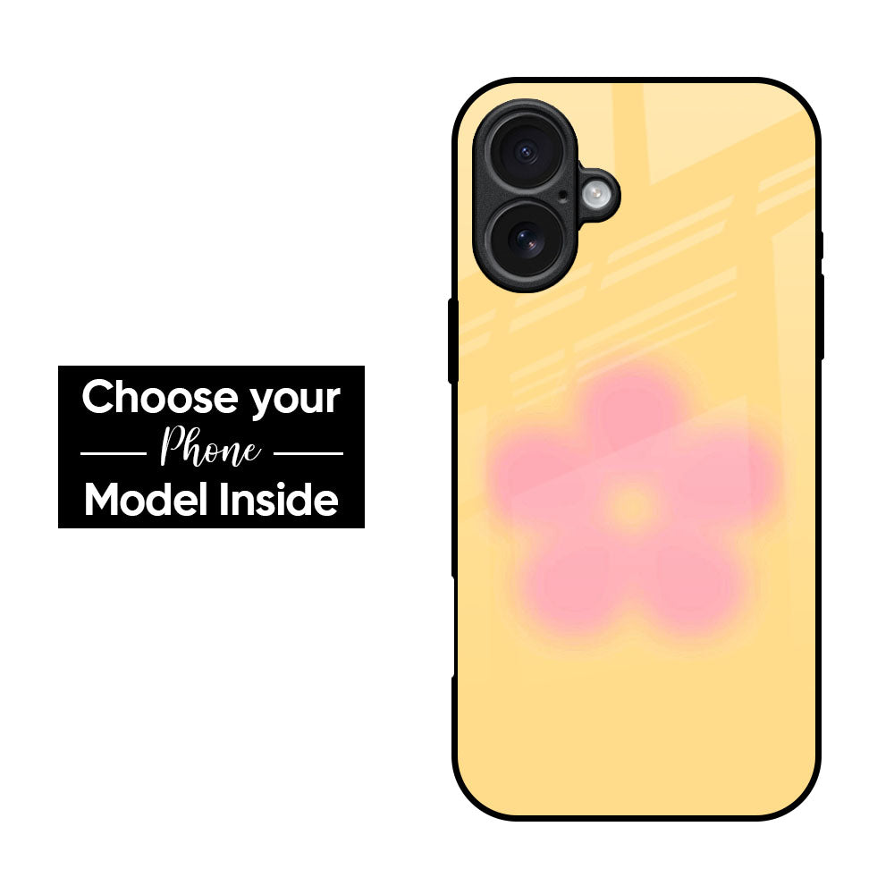 Pink Flower Glass Case