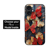 Red Butterfly Bloom Glass Case