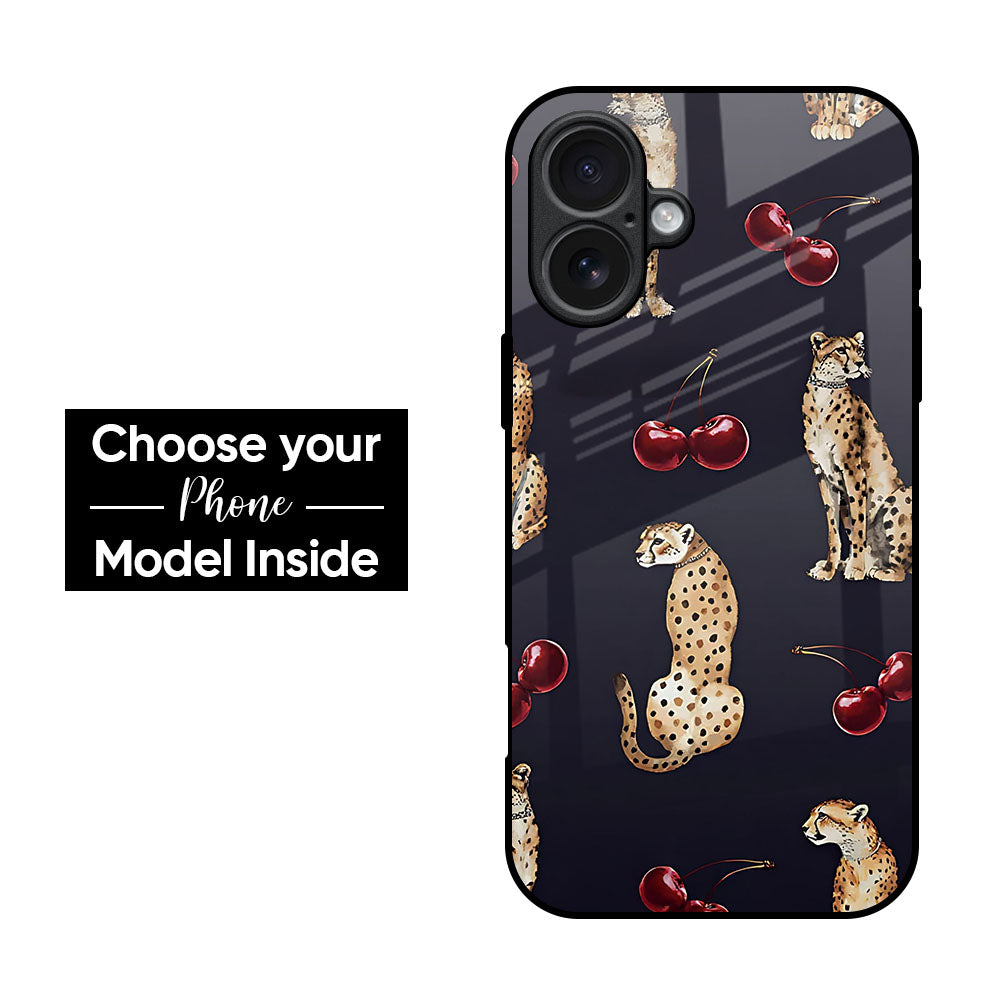 Tigers And Red Cherry Glass Case