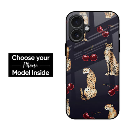Tigers And Red Cherry Glass Case