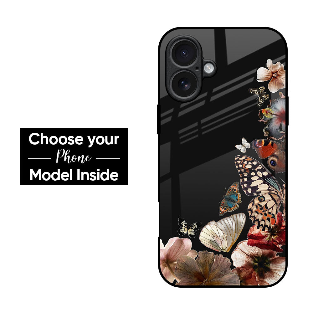 Butterfly & Floral Glass Case