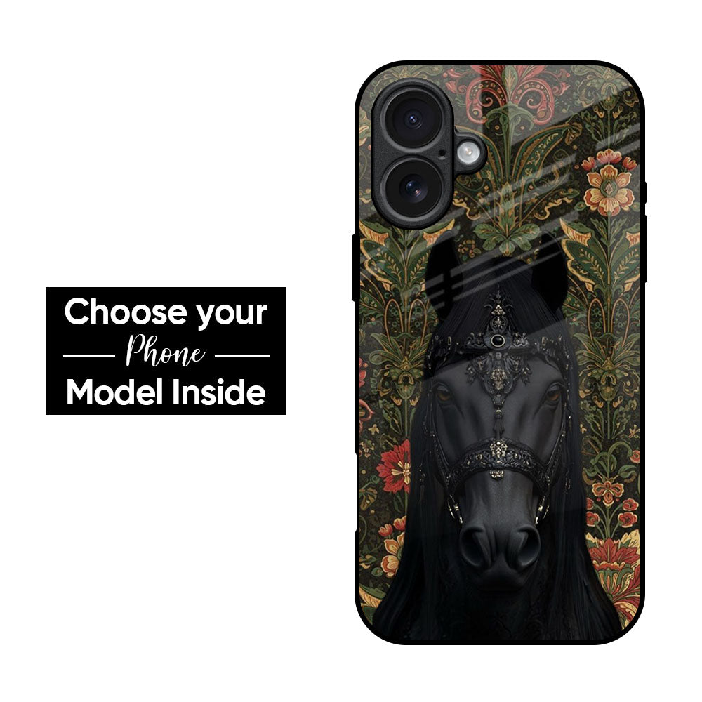 Royal Black Horse Glass Case