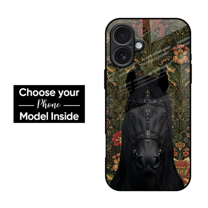 Royal Black Horse Glass Case
