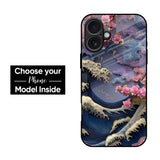 Wave & Pink Blossom Glass Case