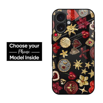 Golden Celestial Icons Glass Case