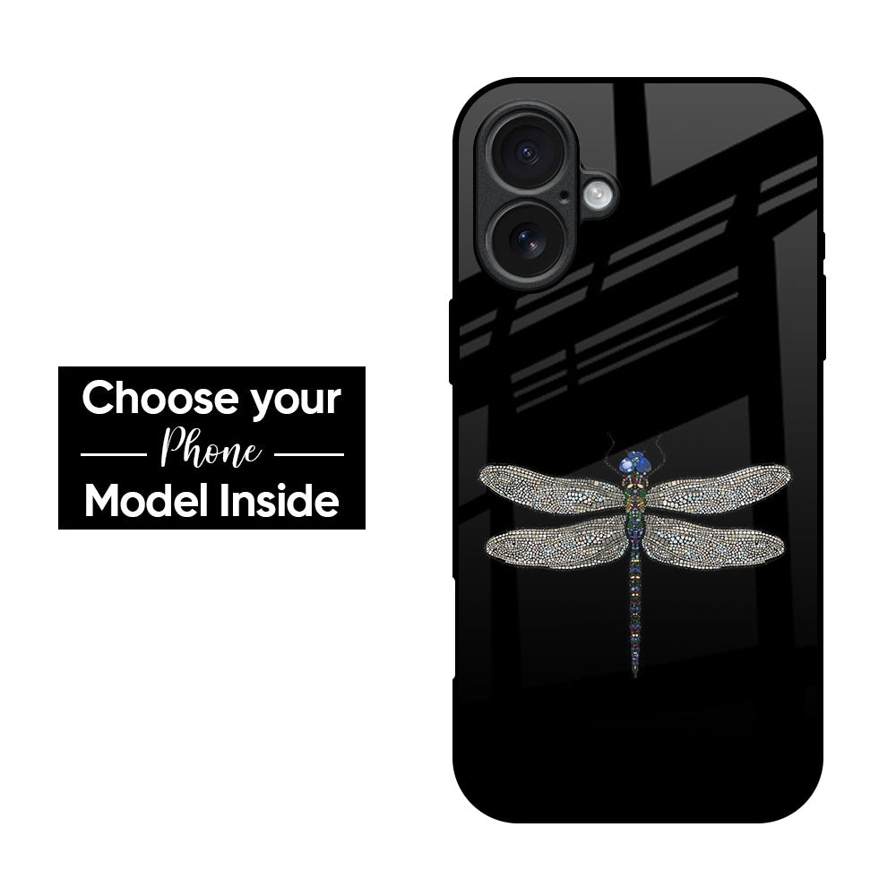 Silver Dragonfly Glass Case